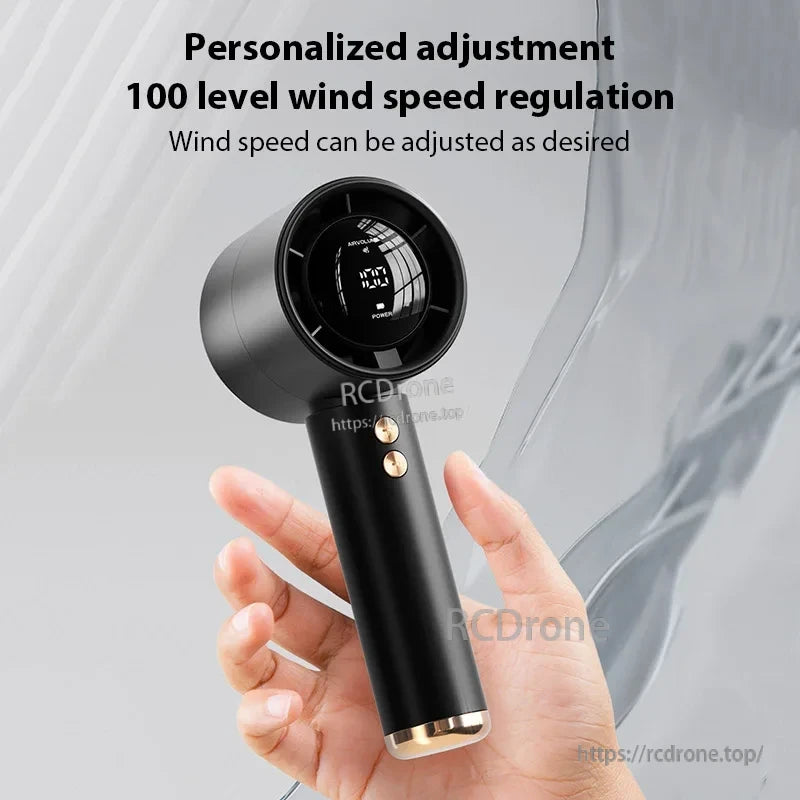Portable Handheld Turbo Fan Air Cooler LED Display USB Rechargeable High-Speed Mini Electric Fan Quiet Cooling for Outdoor
