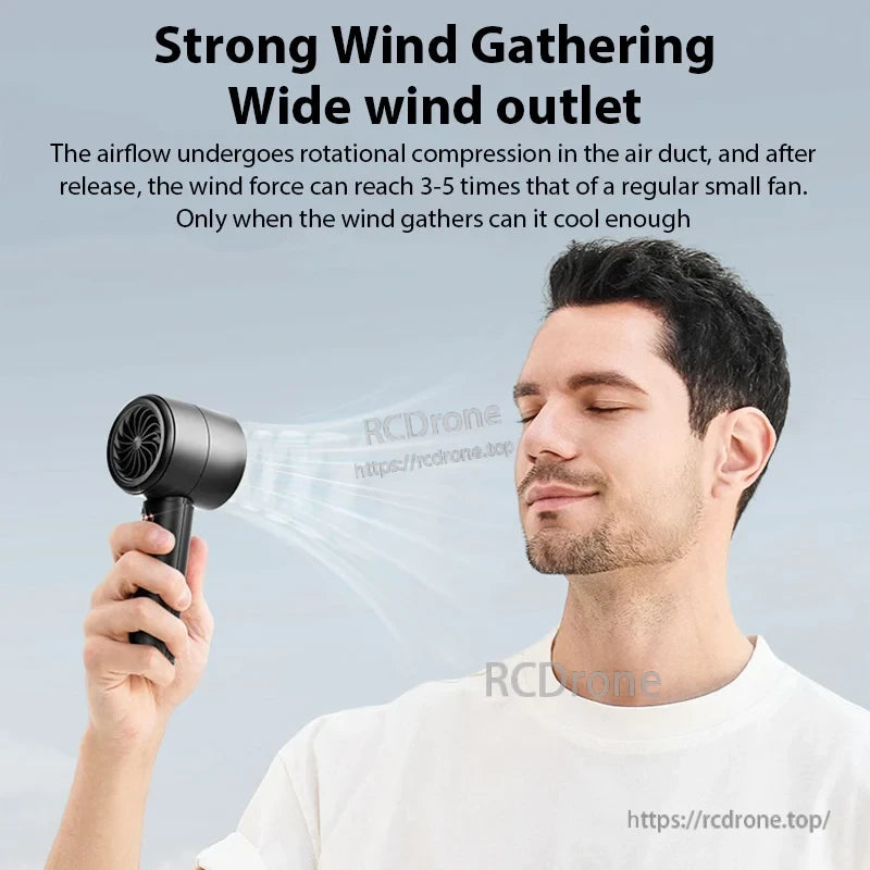 Portable Handheld Turbo Fan Air Cooler LED Display USB Rechargeable High-Speed Mini Electric Fan Quiet Cooling for Outdoor