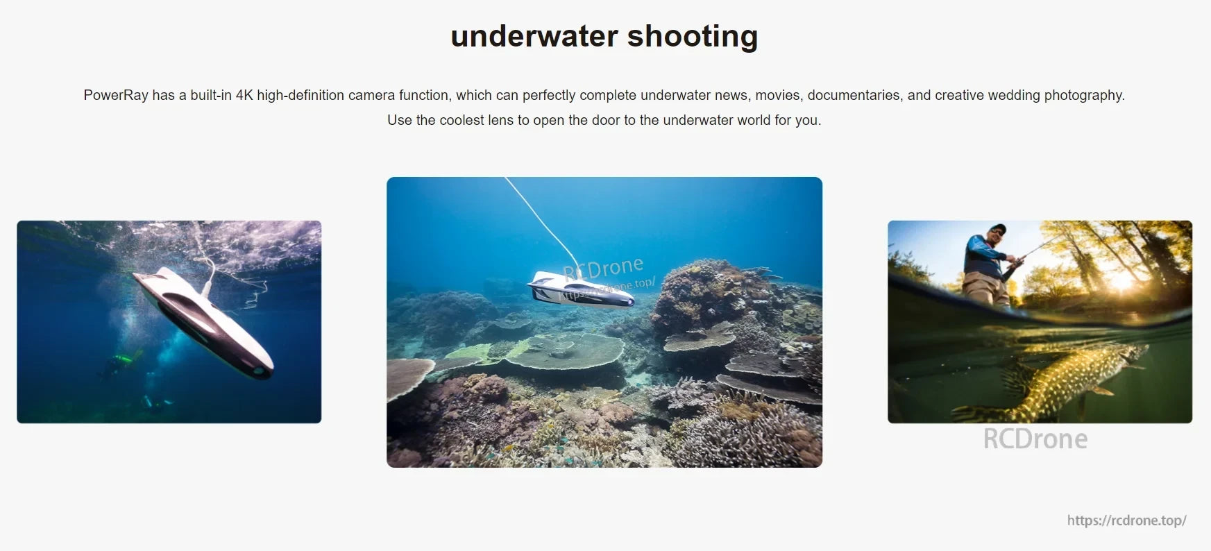 PowerVision PowerRay Underwater Camera Drone, PowerRay features a 4K underwater camera, perfect for capturing high-quality footage for news, movies, documentaries, and weddings.