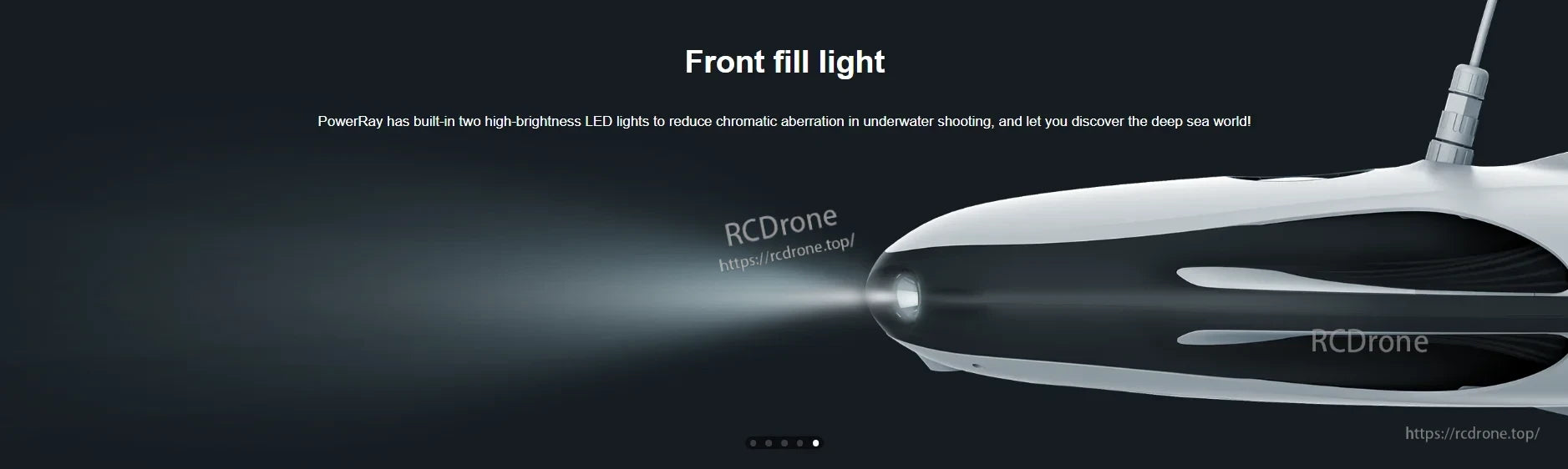 PowerVision PowerRay Underwater Camera Drone, PowerRay has front fill lights for clear underwater imaging.