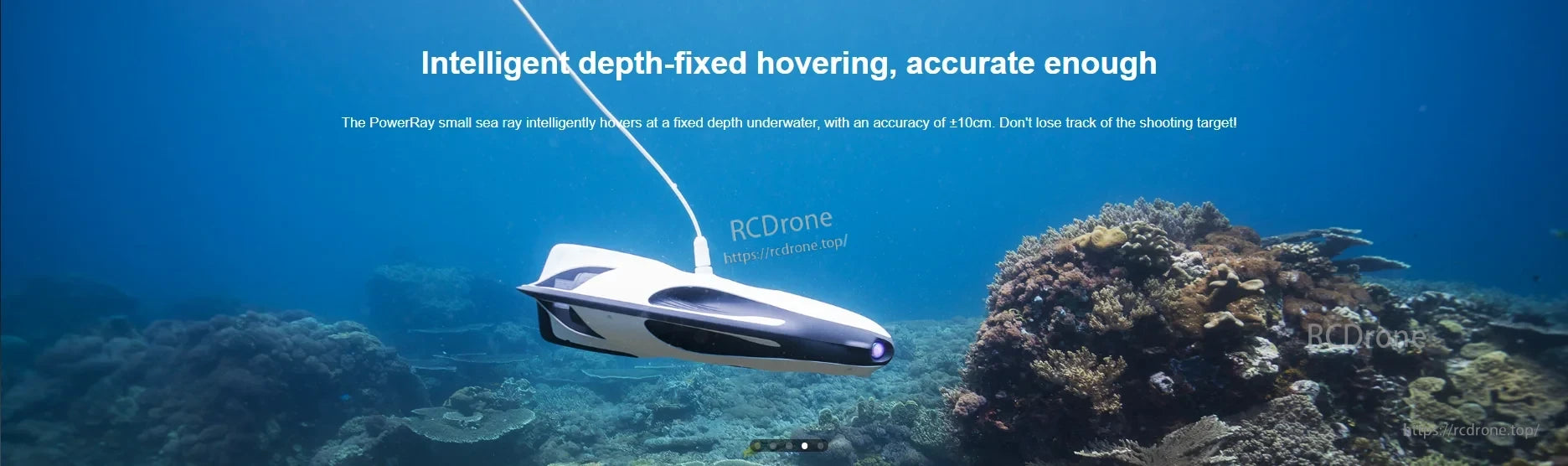 PowerVision PowerRay Underwater Camera Drone, PowerRay drone hovers accurately at fixed depth underwater, ±10cm precision.