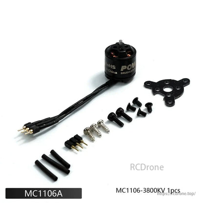 PowerX MC1106 3800KV 1S–2S Brushless Motor, PowerX MC1106 3800KV brushless motor kit includes ESC and mount, perfect for RC planes.
