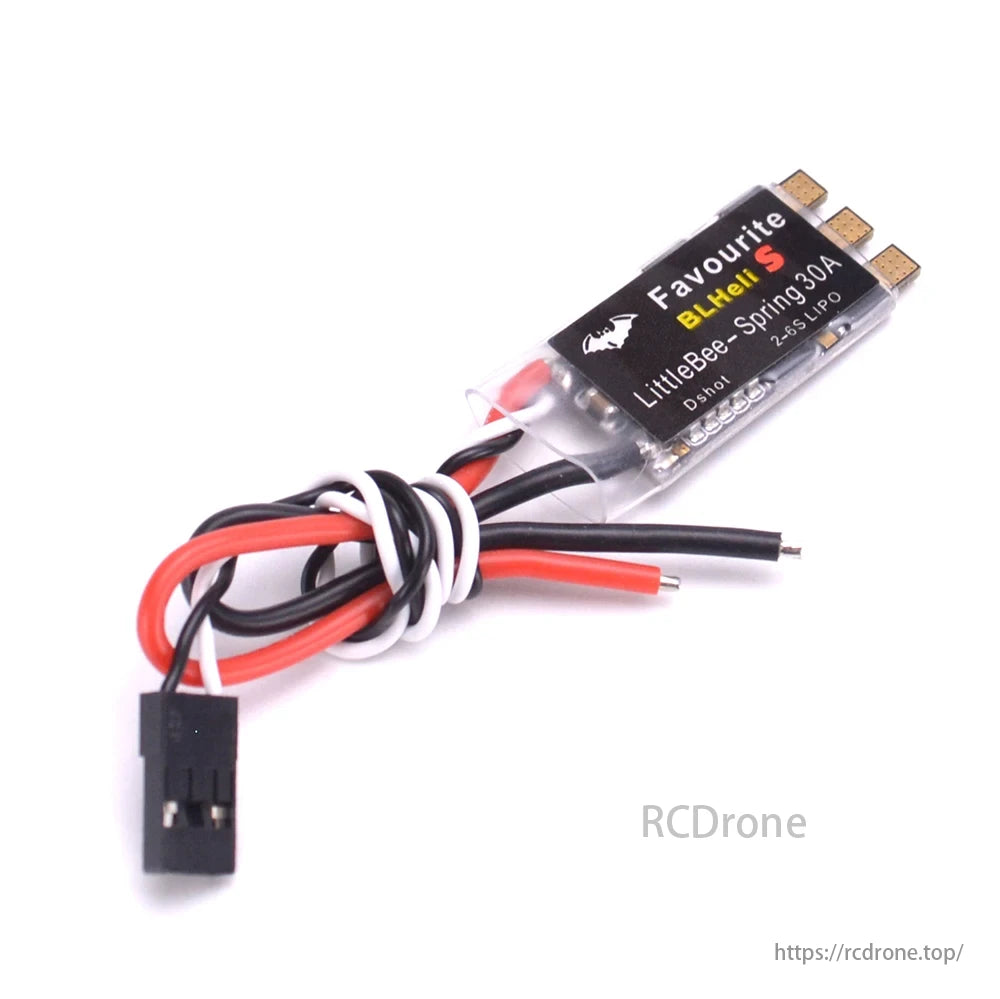 BLHeli_S LittleBee-Spring30A ESC, 2-6S Lipo, Dshot, red/black/white wires, for QAV250 FPV Drone.