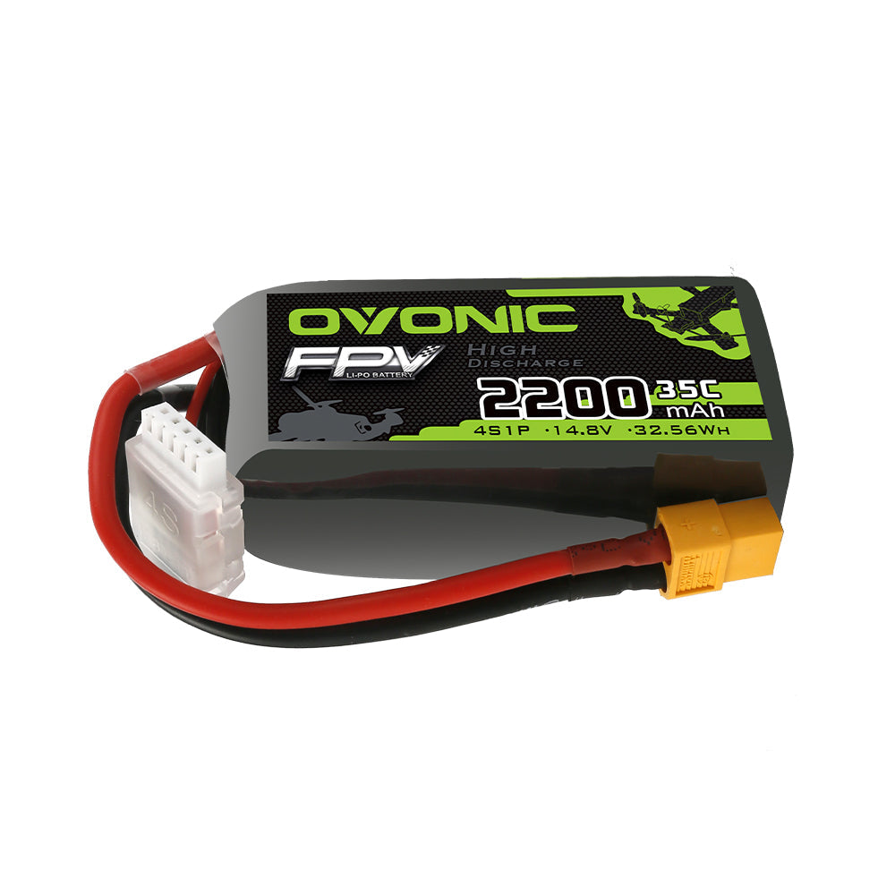 OVONIC 4S 2200mAh 14.8V 35C LiPo battery with Deans plug and JST-XH balance connector