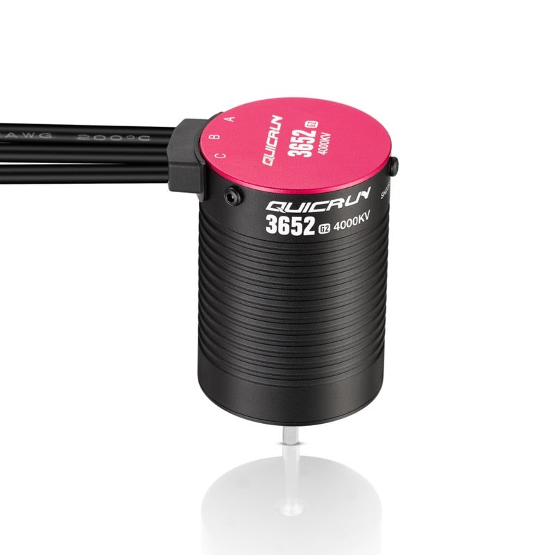QUICRUN 3652SL G2 Sensorless Brushless Motor, QUICRUN 3652 G2 4000KV sensorless brushless motor with red end cap and three phase wires