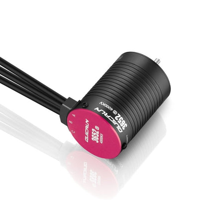QUICRUN 3652SL G2 Sensorless Brushless Motor, QUICRUN 3652 G2 sensorless brushless motor with black ribbed can, pink endbell and three phase wires (4000KV)