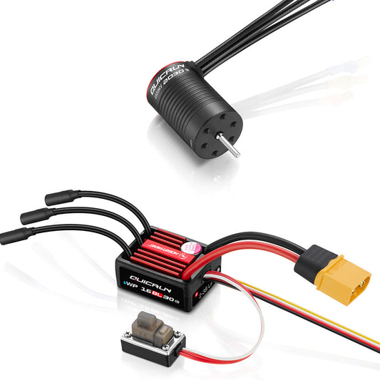Hobbywing QUICRUN 16BL30 G2 ESC, Hobbywing QUICRUN WP 16BL30 G2 ESC with XT60 plug, switch, and QUICRUN 2030 6000KV brushless motor