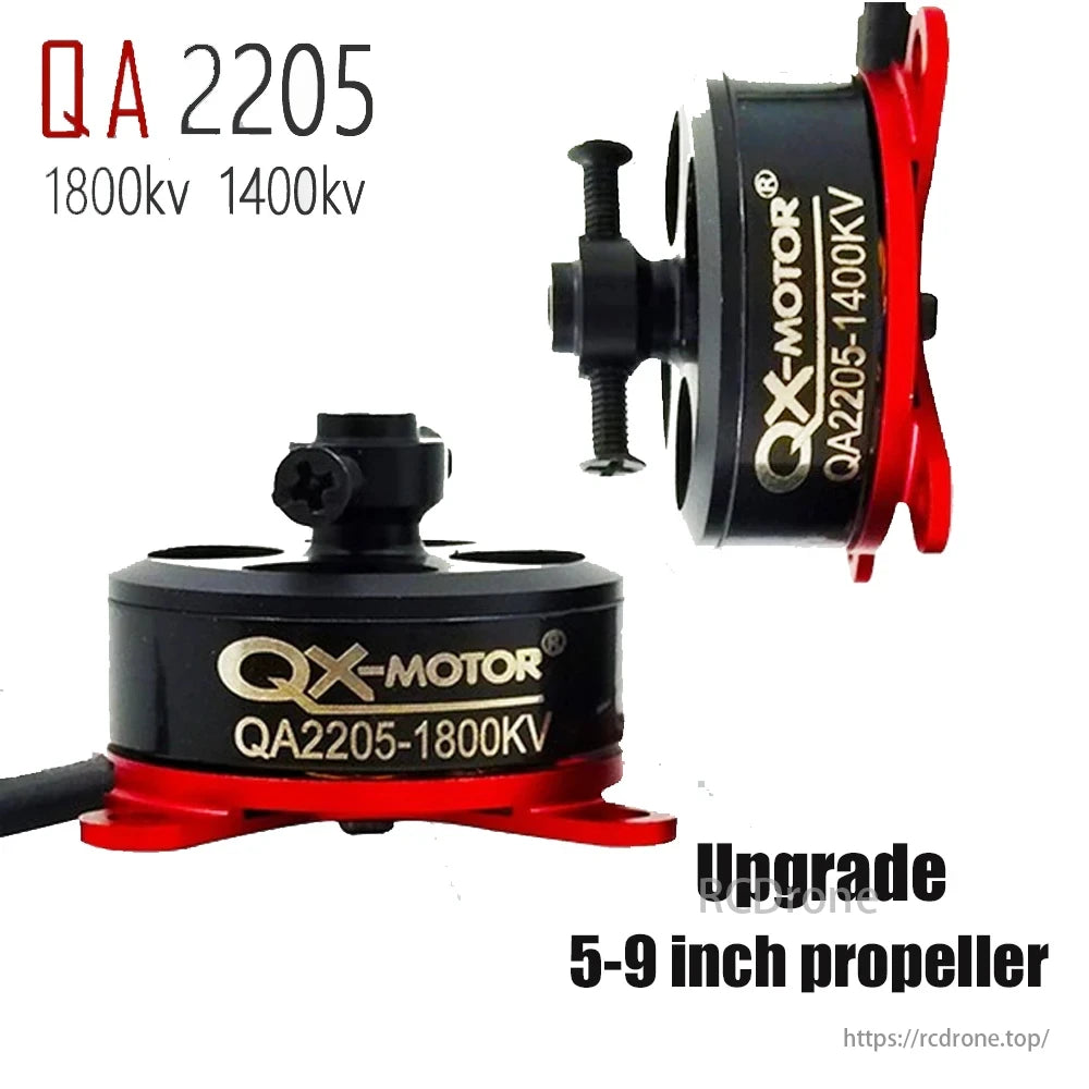 QX-Motor QA2205, 1800KV, is an upgrade for 5-9 inch propellers, offering enhanced performance.