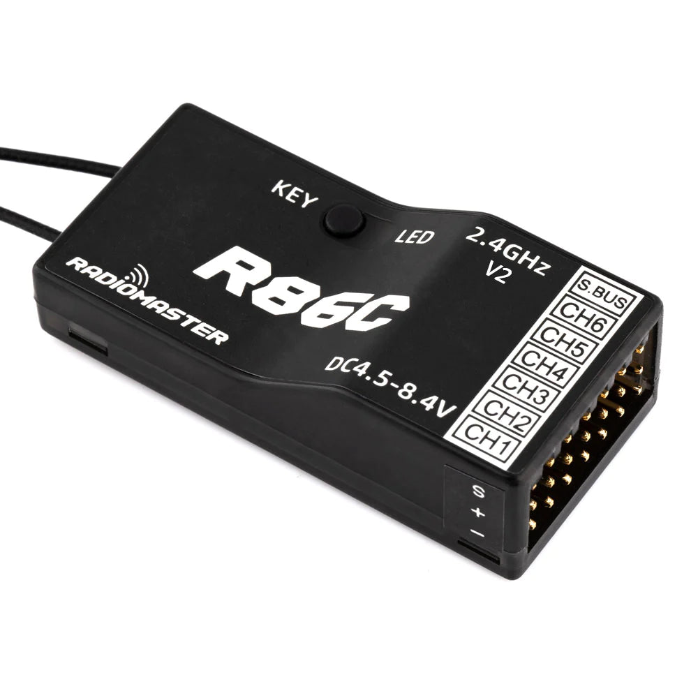 RadioMaster R86C V2 Receiver - 2.4GHZ 6 Channel PWM / 8 Channel Sbus Compatible With Frsky D8 / D16 and Futaba SFHSS
