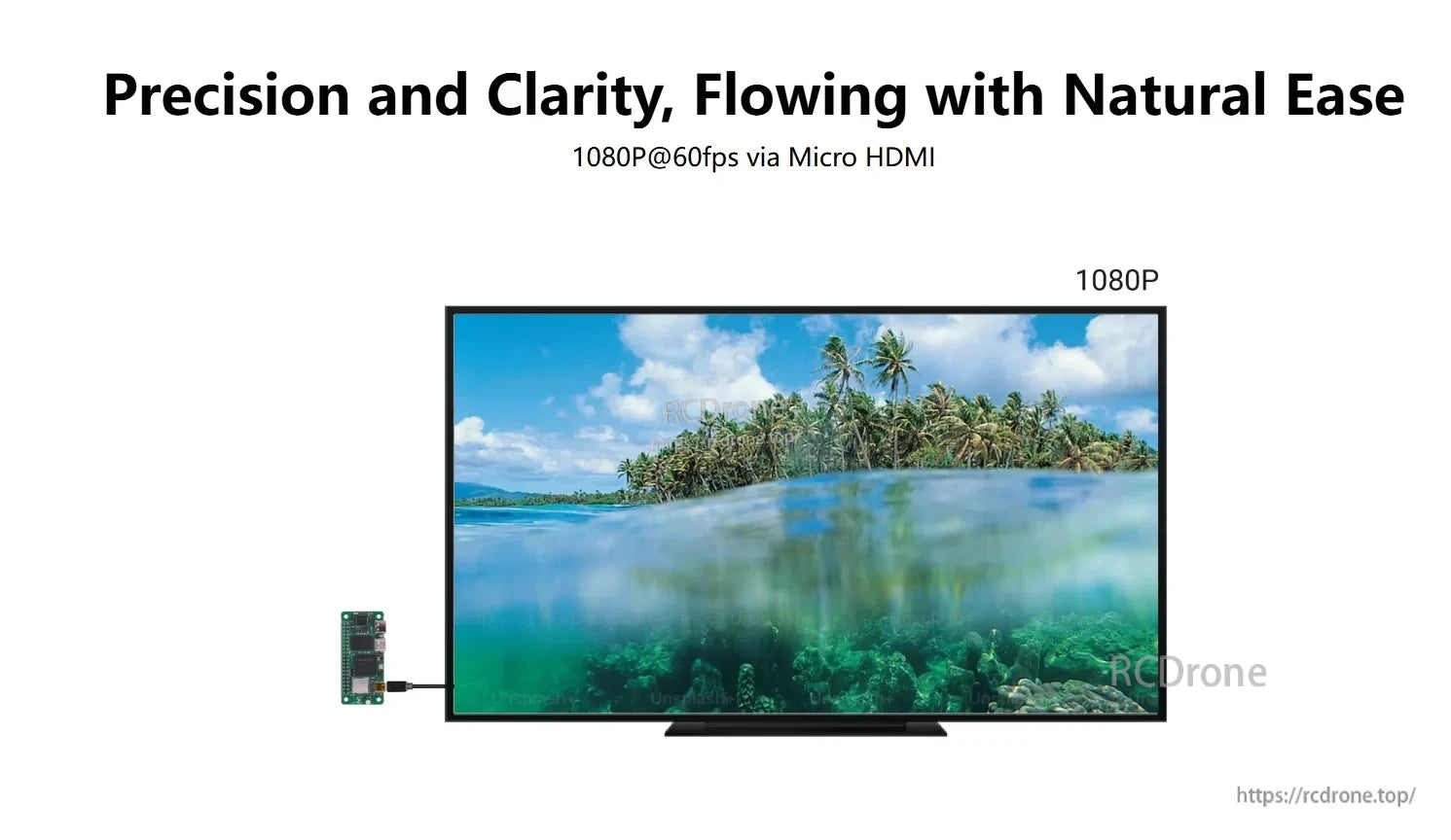 RADXA ZERO 3W connected to a display through Micro HDMI at 1080p 60fps