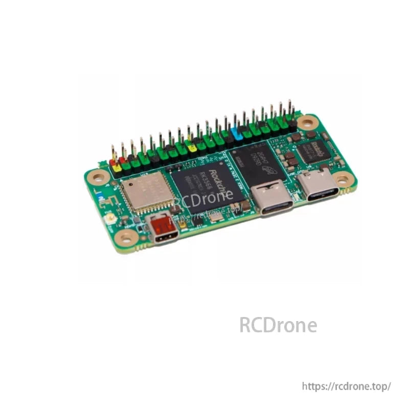 RADXA ZERO 3W development board fitted with a color-coded 40-pin GPIO header
