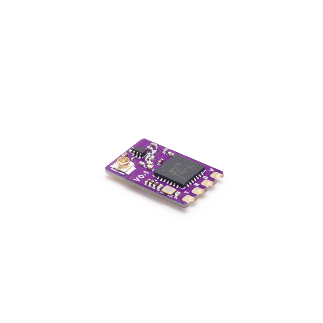 RATEFPV ELRS 915MHz Receiver circuit board with IPEX1 antenna connector, angled component view