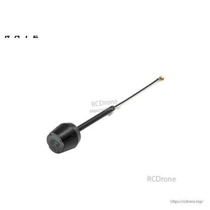 Black cylindrical antenna with coaxial cable and gold RF connector