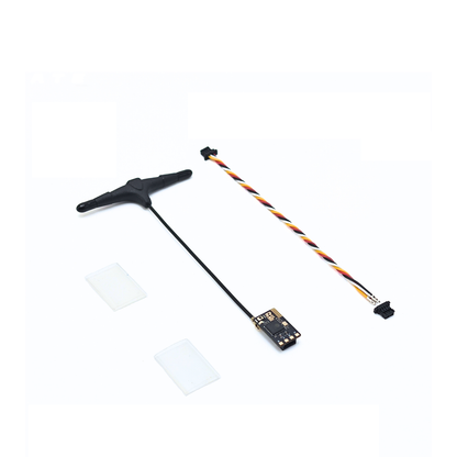 RATEFPV RATE ELRS2.4G Pro Receiver with T-antenna, cable, connector, and two mounting pads