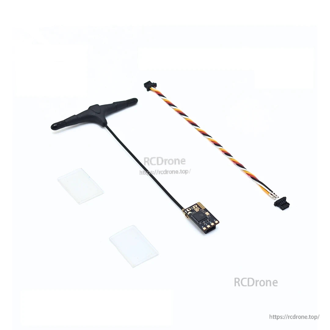 RATEFPV RATE ELRS2.4G Pro Receiver kit with T-antenna, twisted cable, connector, and mounting pads