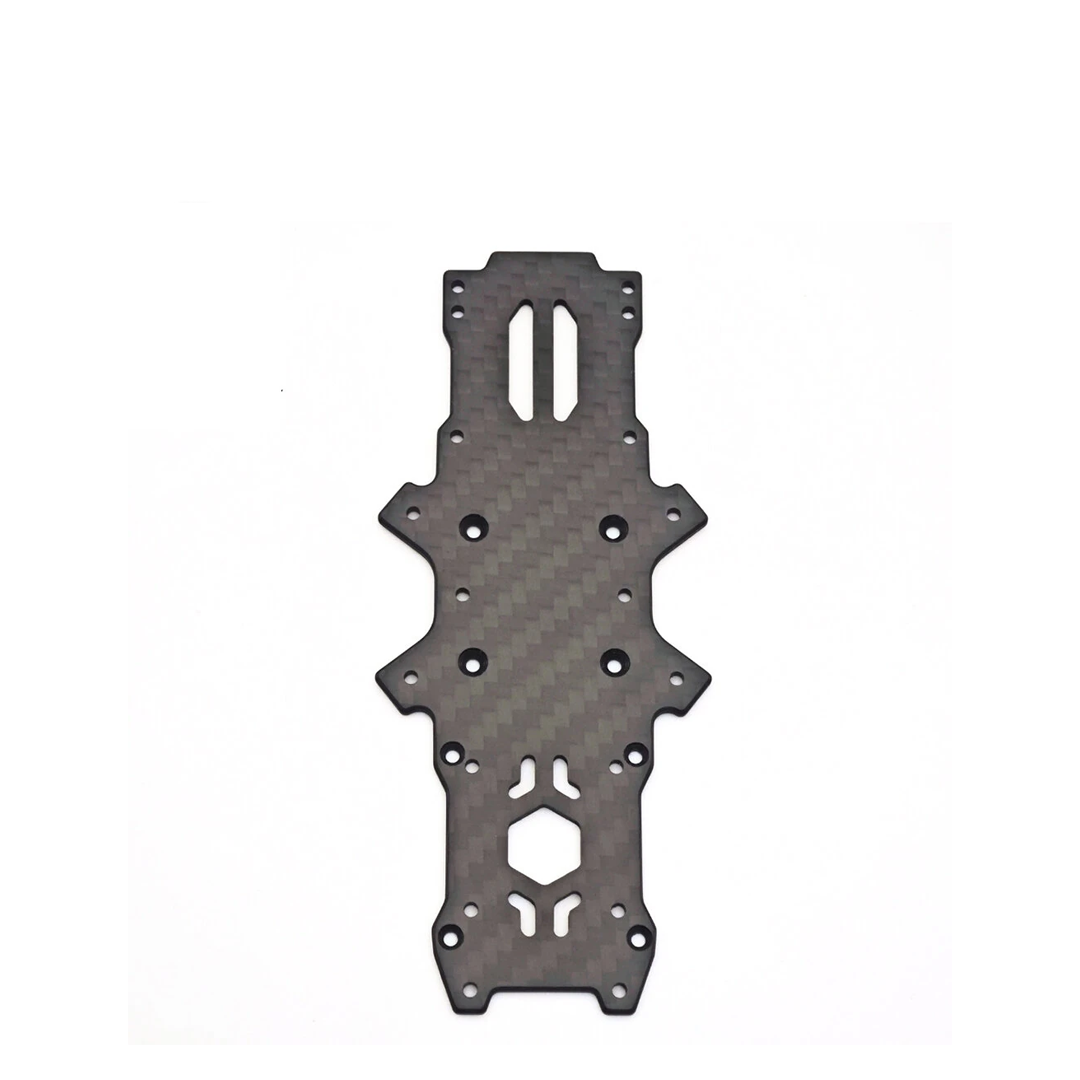 Carbon fiber main frame plate with stack mounting holes and center cutouts