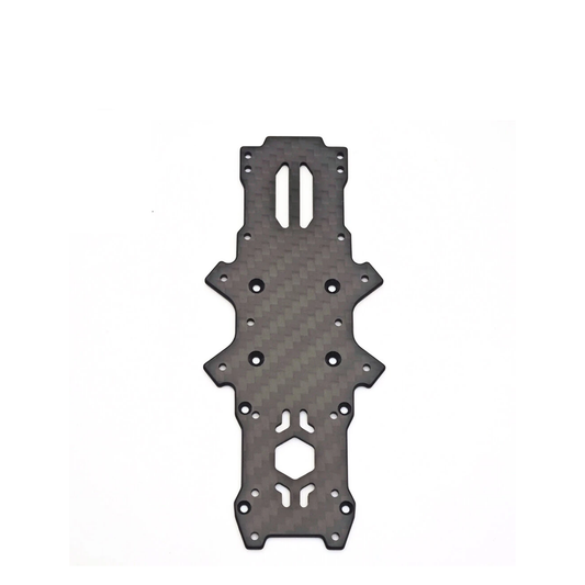 Carbon fiber main frame plate with stack mounting holes and center cutouts