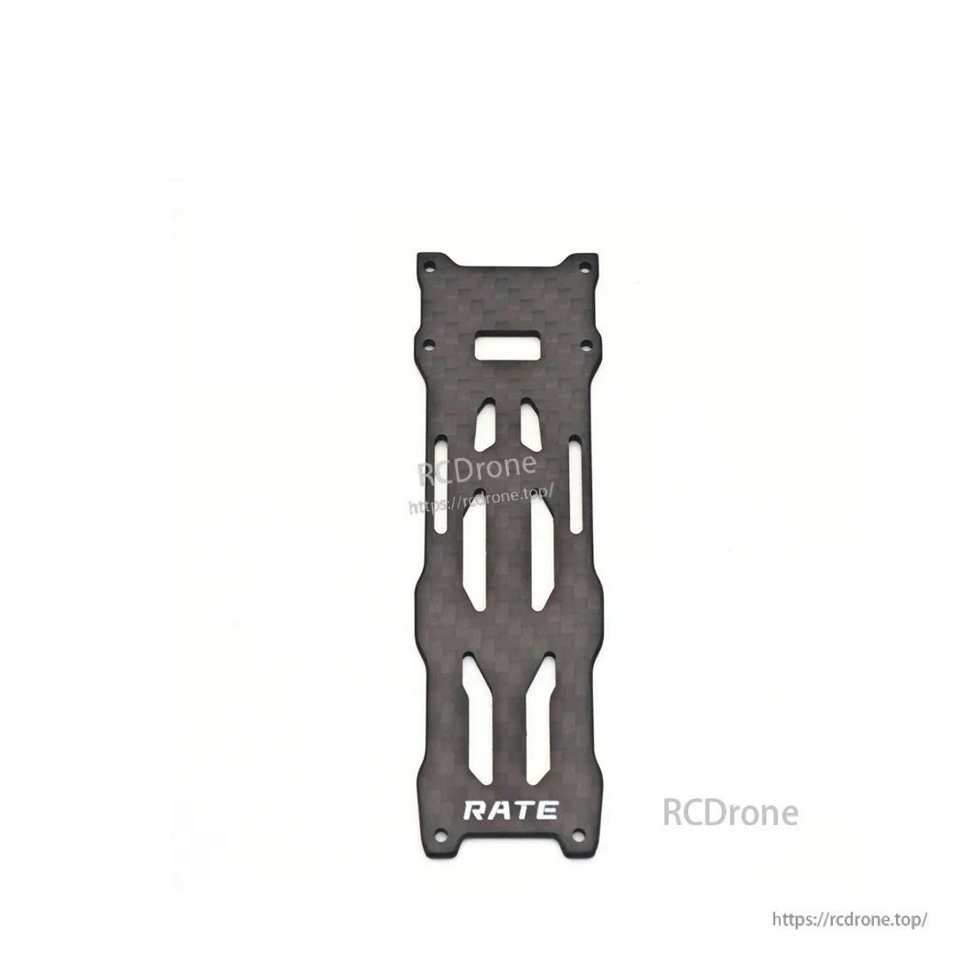 RATE-branded carbon fiber top plate with elongated center slots