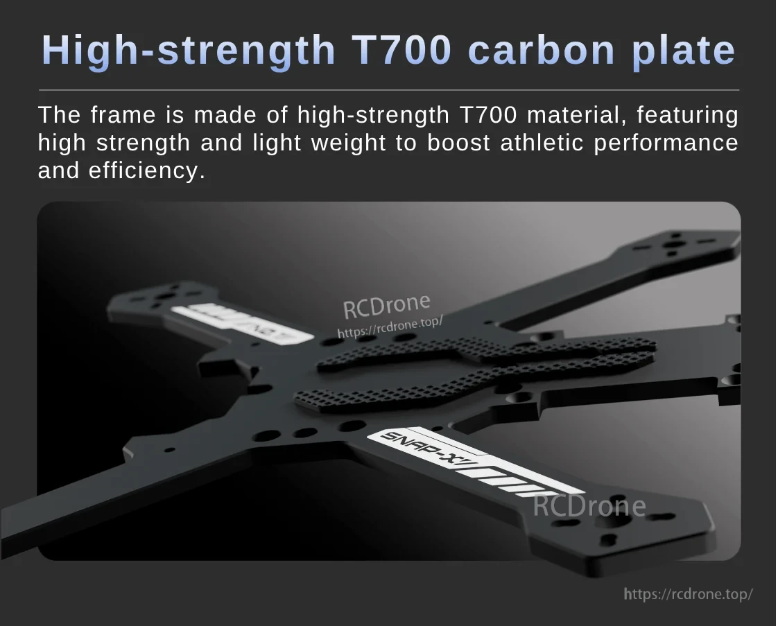 Snap-X frame with high-strength T700 carbon plate and layered carbon construction