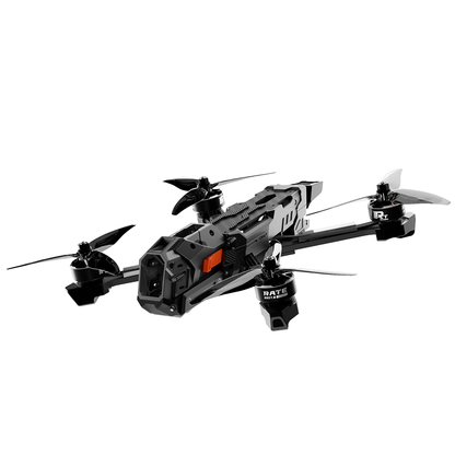 RATEFPV Snap X5 FPV drone angled front view highlighting the protective camera housing