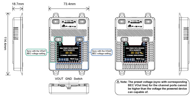 FrSky RB35 Redundancy - Supports External LED Indication Dual BEC Outputs 3 FrSky RB35 Redundancy
