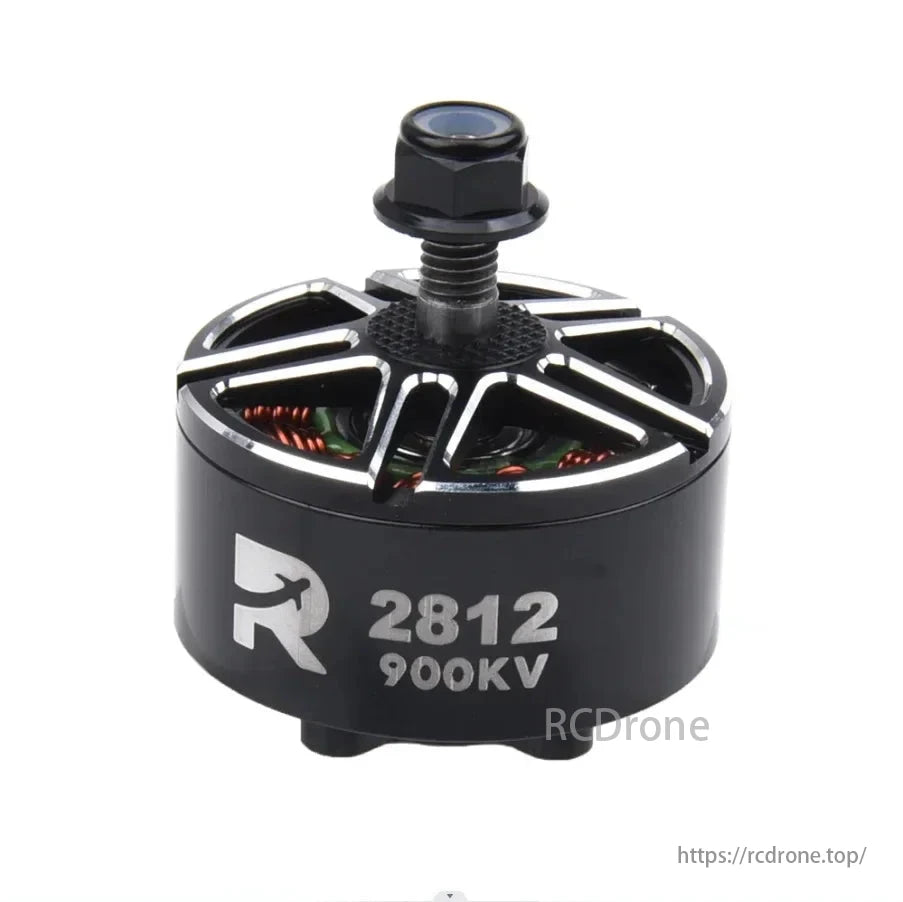 RCD 2812 900KV 3–6S Brushless Motor, RCD 2812 900KV brushless motor for 7"-9" FPV drones, 3-6S, black with silver.