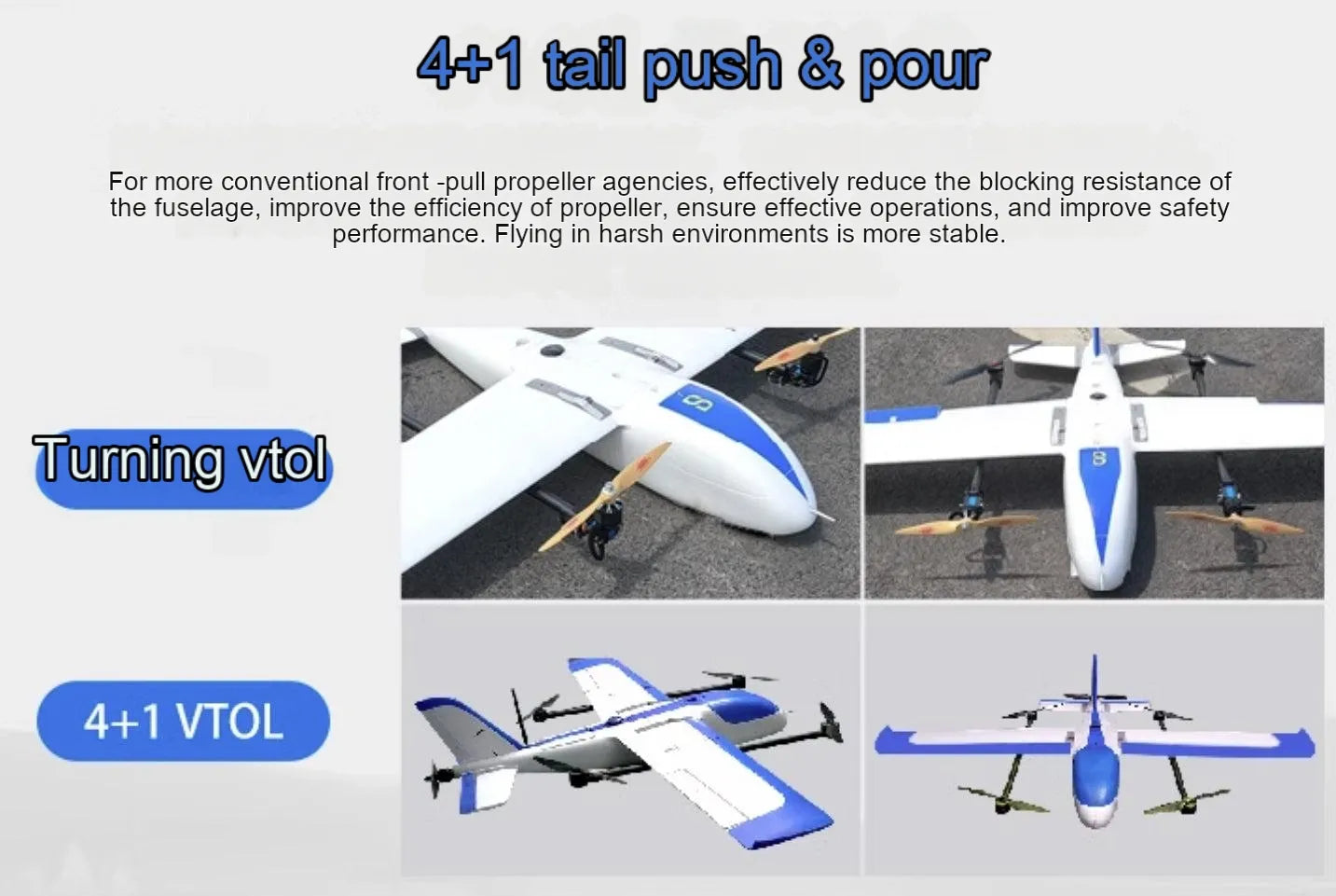 RCDRONE A1 Vtol Drone -2130mm Winspan 1.2kg Payload 60km Range