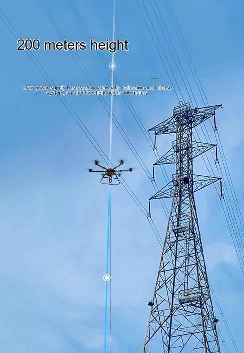 RCDRONE T30 TETHEED DRONE -30kg 200M High 24 Hours Continuous Work for Lighting, Communication, EmergenCies