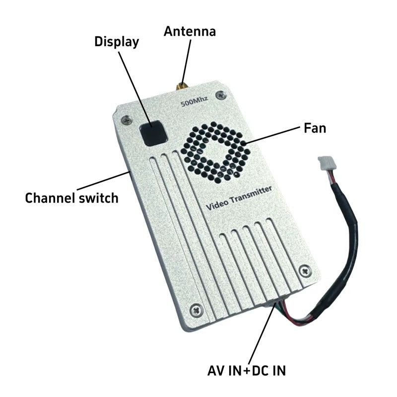 RCDrone 500MHz 5W 8CH FPV VTX & VRX for ultra long distance video transmission.