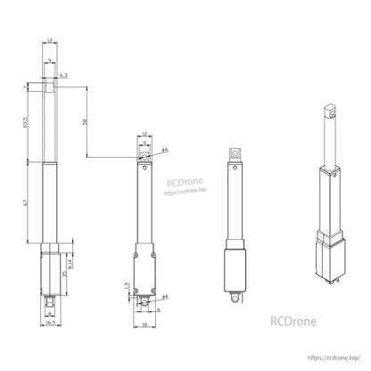 Mini linear actuator with 12V, 40–60N force, multiple stroke options
