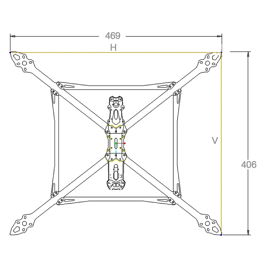 RCDrone Mark 4 FPV Drone, The RCDrone Mark 4 V2 13-Inch Frame Kit has various mounting options and specifications for long-range FPV drones.