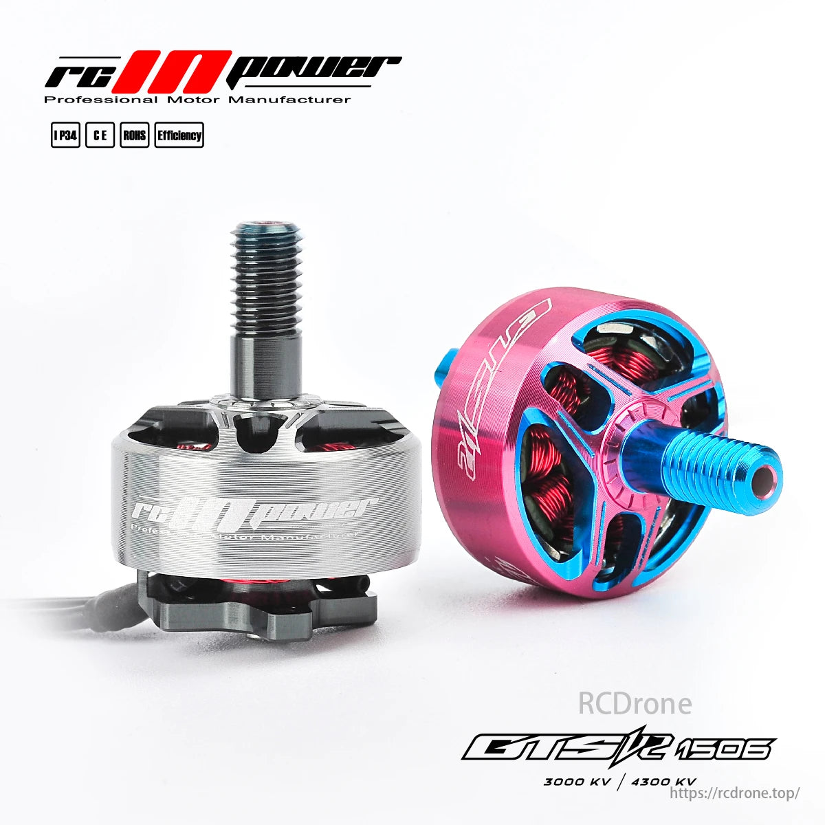 RCINPOWER GTS V2 1506 Brushless Motor, 3000KV 6S/4300KV 4S, for FPV Racing Drones. Professional manufacturer.