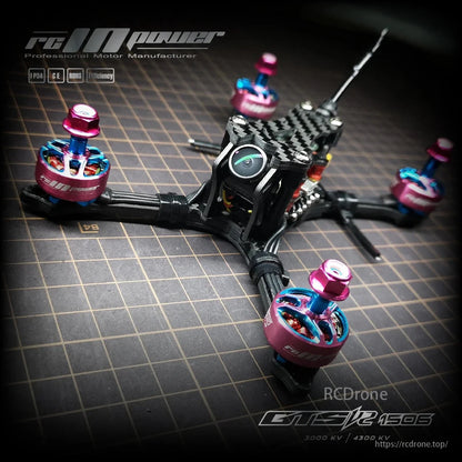 RCINPOWER GTS V2 1506 Brushless Motor for FPV Racing Drone, with 3000KV 6S and 4300KV 4S options, from a professional motor manufacturer.