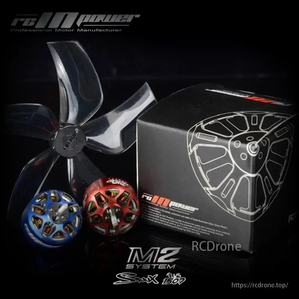 RCINPOWER SmooX 1507 Plus M2 brushless motor for 3-inch FPV Cinewhoop drones, featuring multiple KV options.
