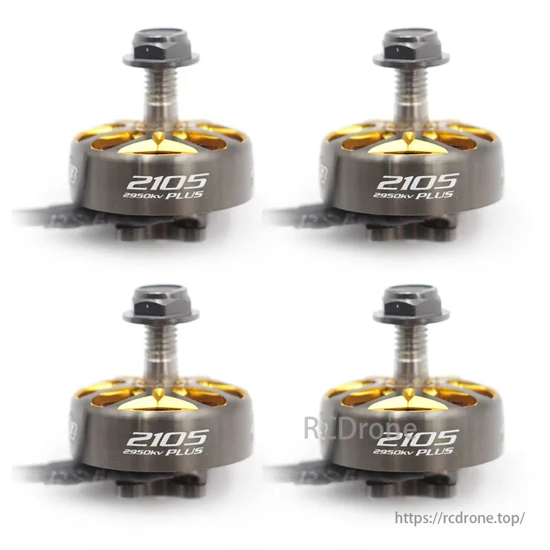 RCINPower GTS V3 2105 Plus brushless motor for 5-inch FPV drones, with 1850KV, 2950KV, and 3600KV options.