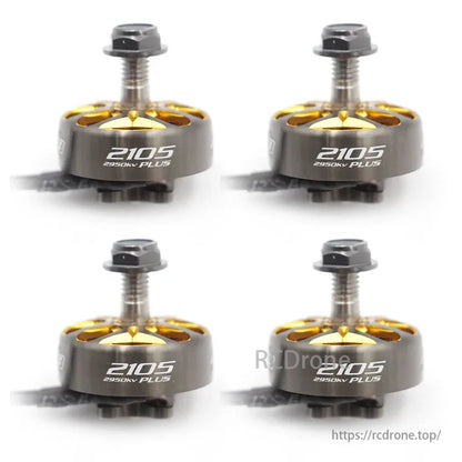 RCINPower GTS V3 2105 Plus brushless motor for 5-inch FPV drones, with 1850KV, 2950KV, and 3600KV options.