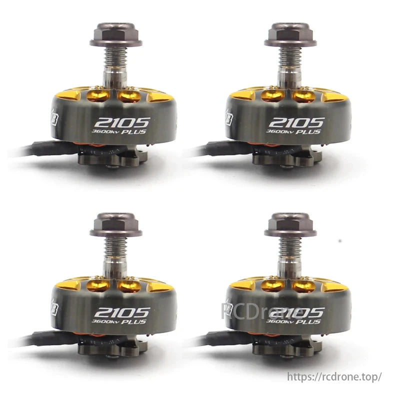 RCINPower GTS V3 2105 Plus brushless motor for 5-inch FPV drones, with 1850KV, 2950KV, and 3600KV options.