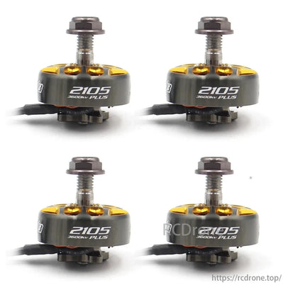 RCINPower GTS V3 2105 Plus brushless motor for 5-inch FPV drones, with 1850KV, 2950KV, and 3600KV options.