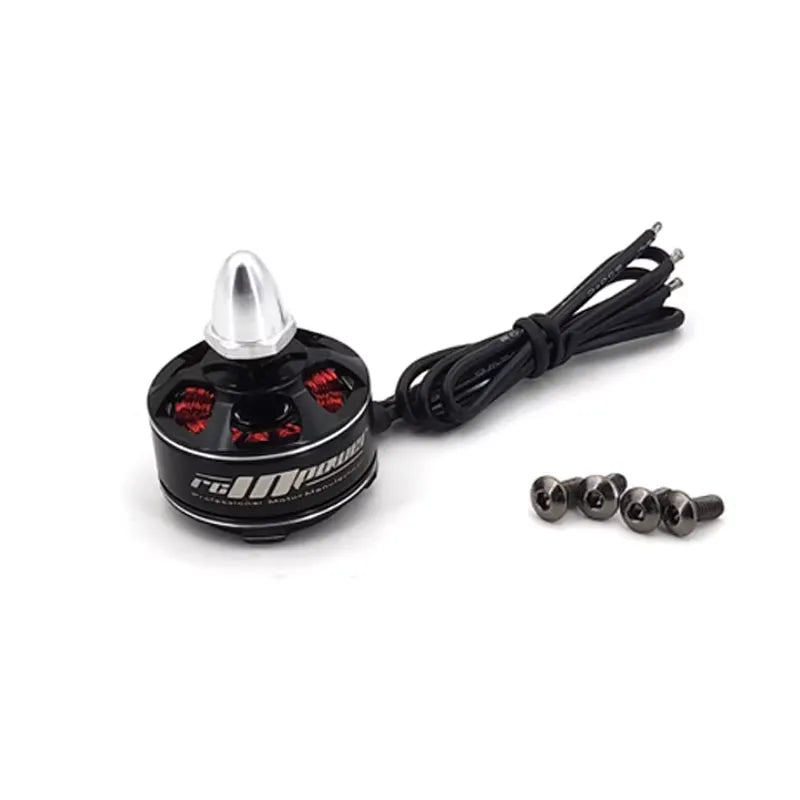RCInpower QAV2206 brushless FPV motor with lead wires, silver prop nut, and mounting screws