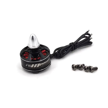 RCInpower QAV2206 brushless FPV motor with lead wires, silver prop nut, and mounting screws