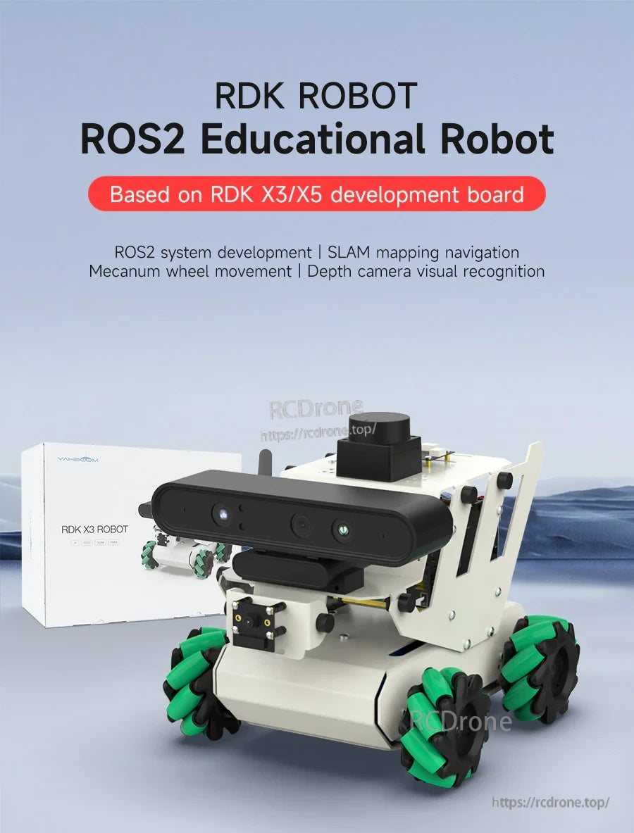 Yahboom RDK ROS2 Robot educational mecanum-wheel car with camera and lidar module on top