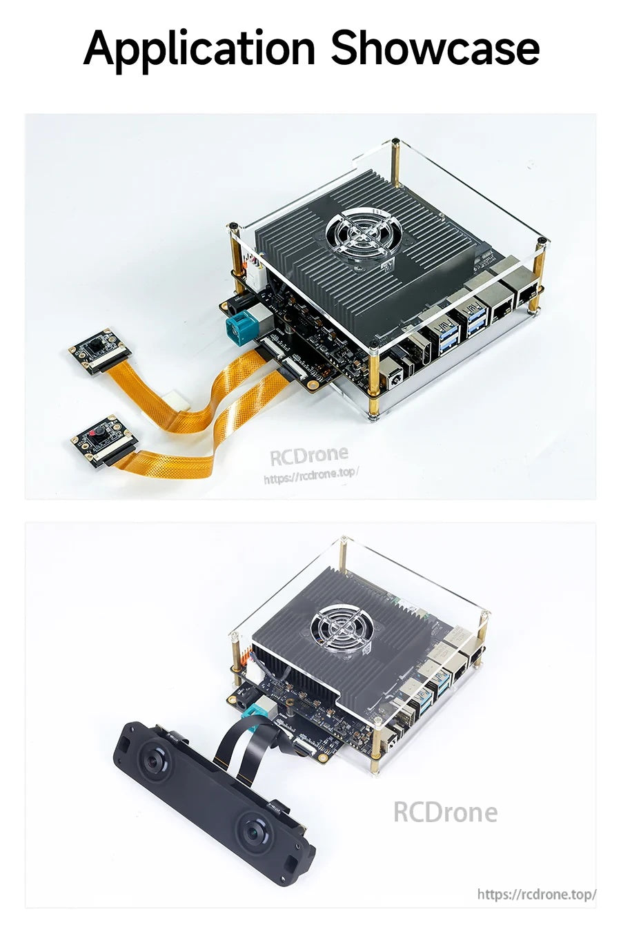 Application examples of RDK S100 system using MIPI camera modules and binocular stereo camera connected via expansion board