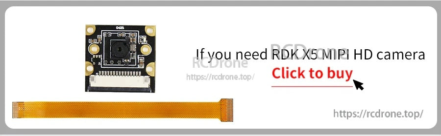RDK X5 MIPI HD camera module and ribbon cable promotion graphic (camera not included with case)
