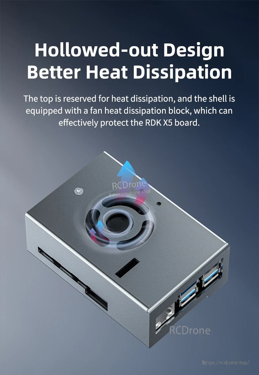 Hollowed-out top ventilation design for improved heat dissipation around the integrated fan area