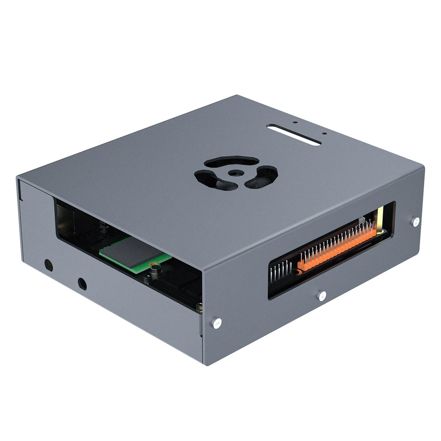 D-Robotics RDK S100/S100P aluminum alloy protective case in frosted gray, angled top view