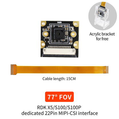 77° FOV camera module with 15 cm ribbon cable and free acrylic bracket callout