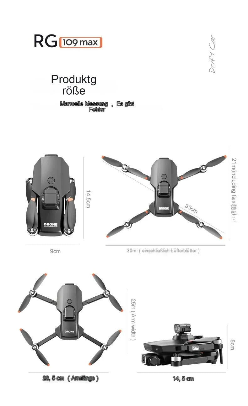 RG109 MAX - RC -Drohne mit Hindernisvermeidung 4K HD Sec Dual Camera GPS 5G WiFi Faltbare RC Quadcopter Drohne Professionelle Kamera Drohne