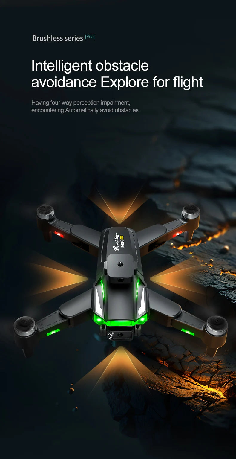 RG606 Max Drone features brushless series, Pro obstacle avoidance, and four-way perception for safe and stable flight.