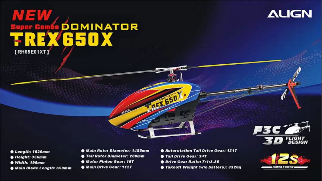 The Align T-REX 650X Electronic RC Helicopter features a F3C 3D flight mode and impressive specs.