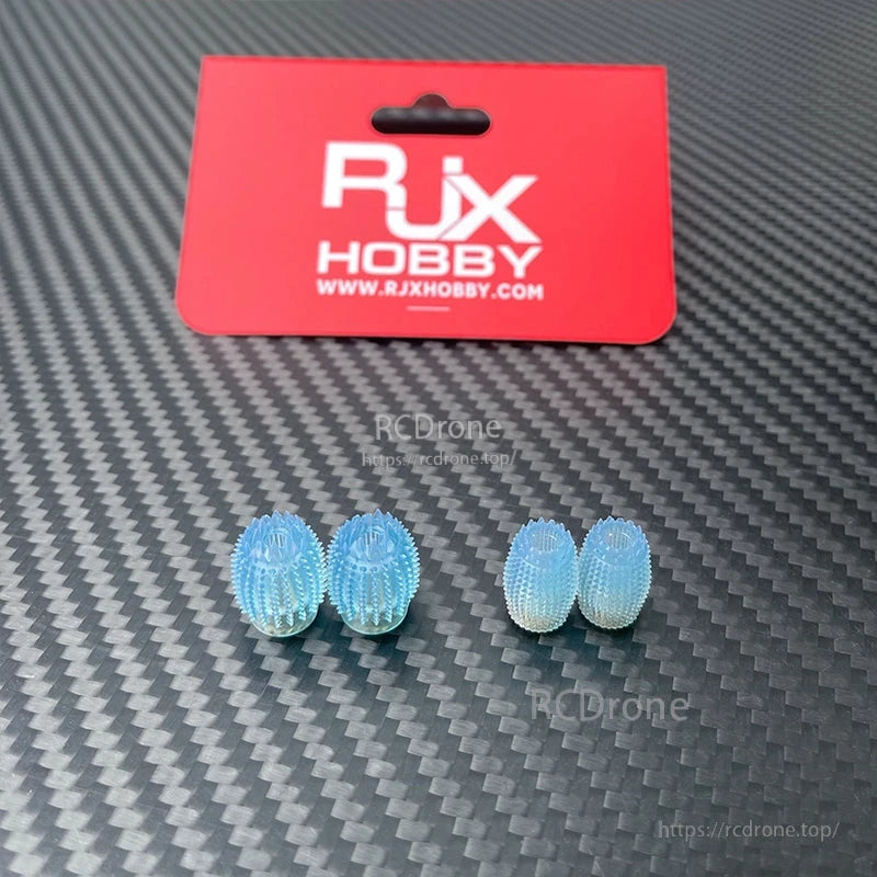 RJX 1 Pair Thumb Grippies Non-Slip Radio Stick, RJX Hobby textured silicone thumb grippies for radio controller sticks, blue and clear covers